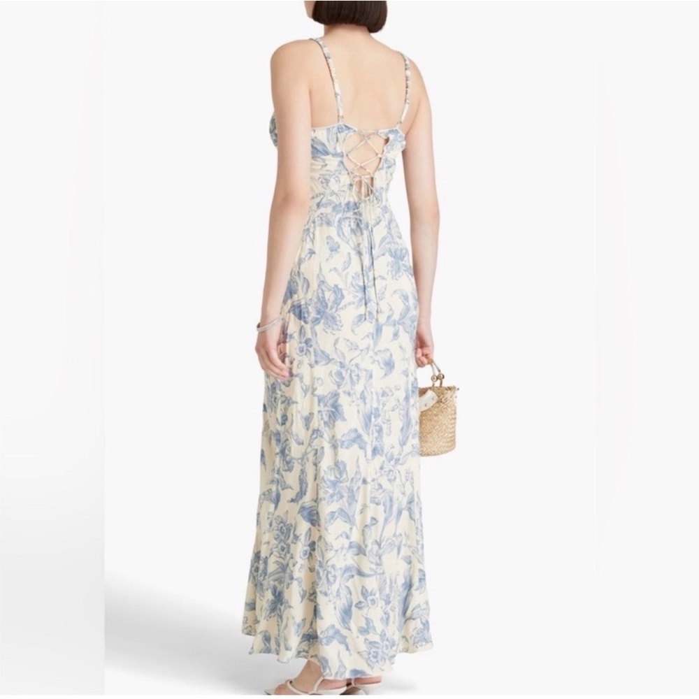 Sandro Joselle Cream and Blue FloralMaxi Dress Women’s XL - Picture 2 of 7